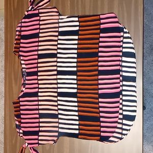 Apt 9 Very Bright Cold Shoulder Blouse w/tie sleeves Size PXL